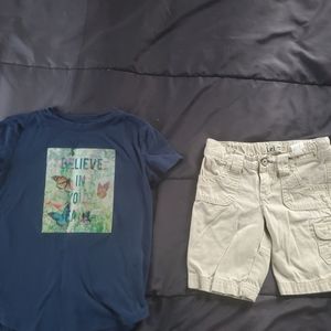 girl 6 khaki shorts and tee
